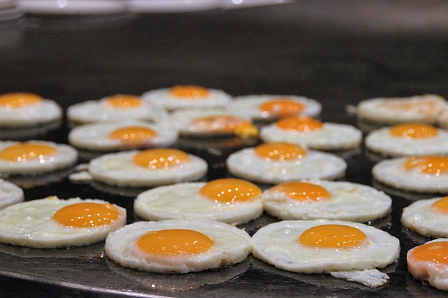 Grote hoeveelheid eitjes op een bakplaat